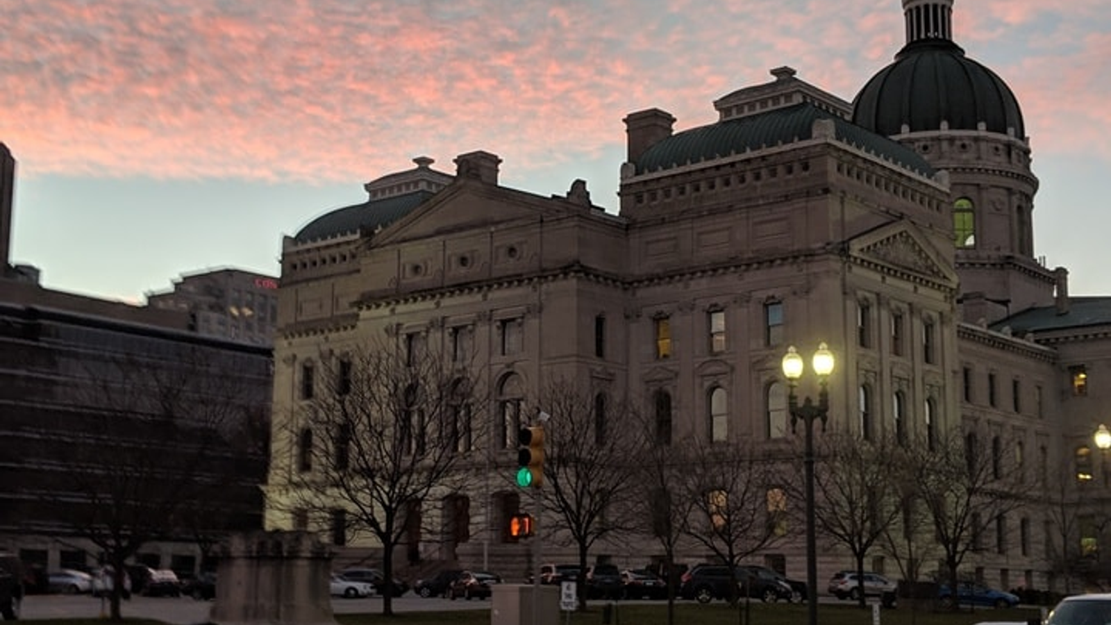 The Statehouse at sunset